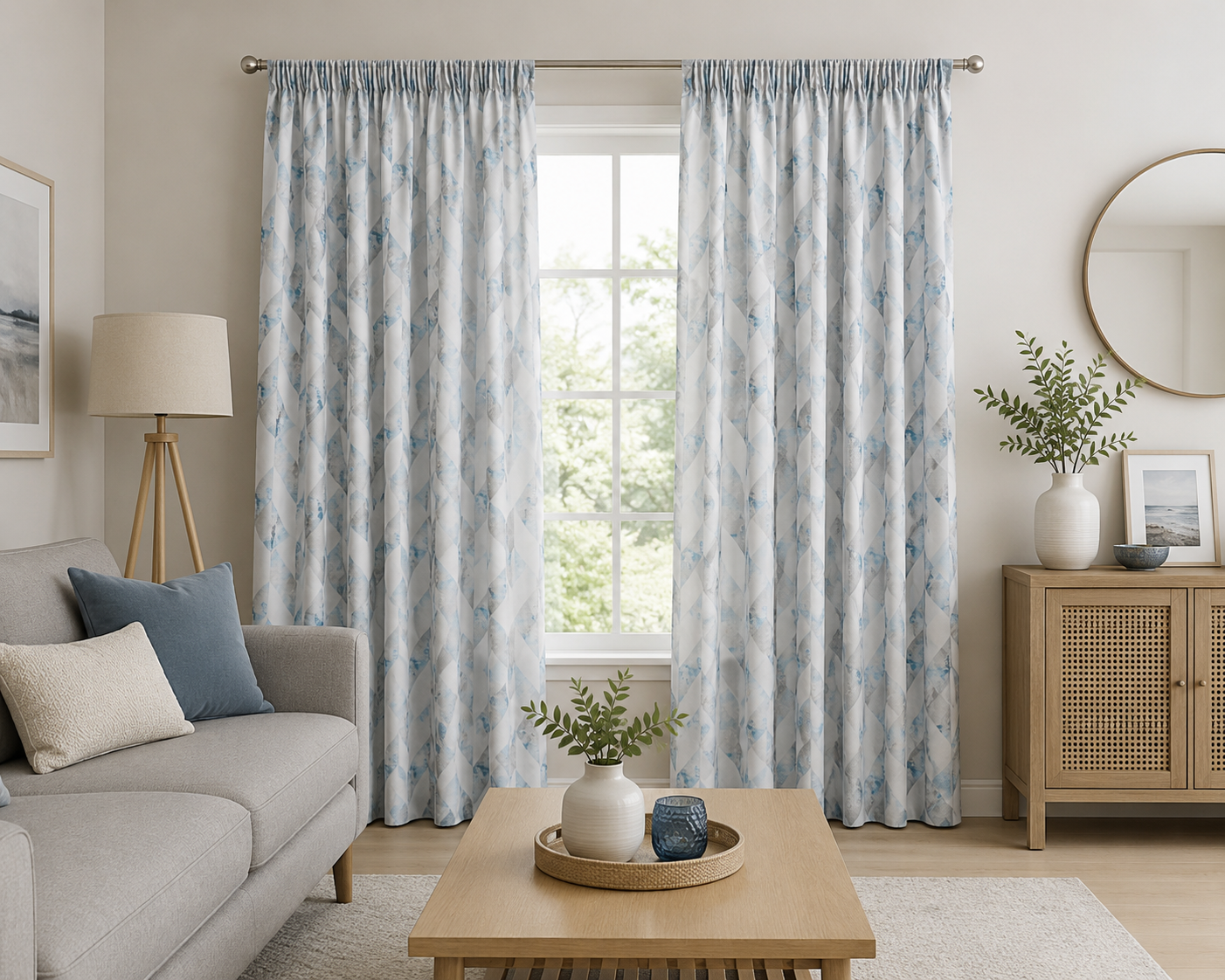 280 x 220cm Polygon Palladium Taped Lined Curtain - RC1280-1