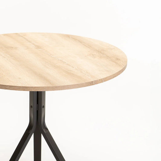 Nordic 80cm Round Dining Table – Oak & Black