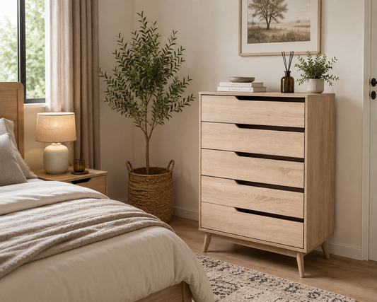 Nordic 5 Drawer Chest – Light Oak