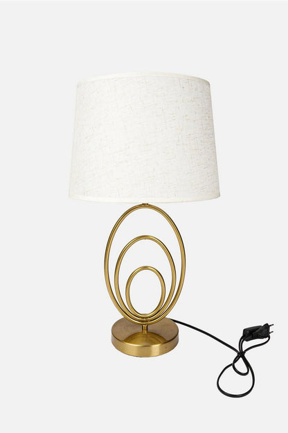 Modern multi ring gold table lamp with white shade