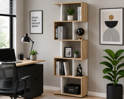 Apex Modular Book 5 Shelf Bookcase Oak White