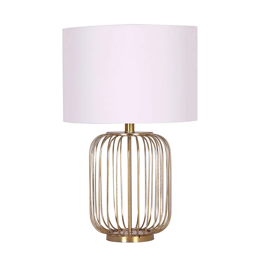 Aurora Gold Metal Table Lamp with Cream Fabric Shade