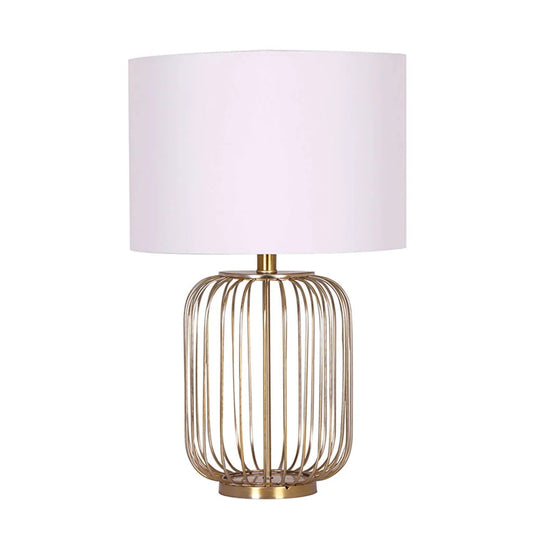 Aurora Gold Metal Table Lamp with Cream Fabric Shade