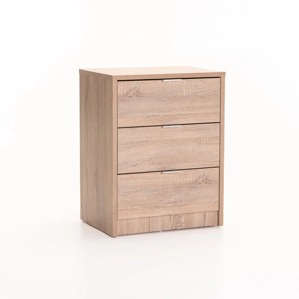 Kappa 3 Drawer Bedside Pedestal Light Oak