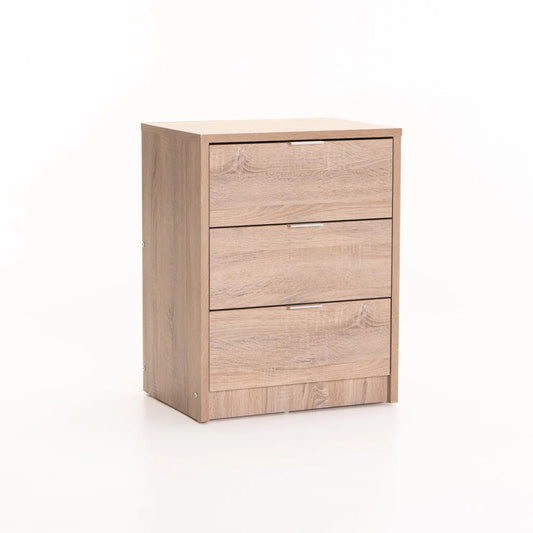Kappa 3 Drawer Bedside Pedestal Light Oak