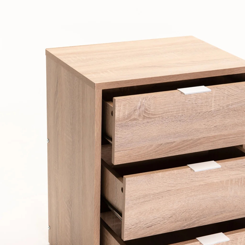 Kappa 3 Drawer Bedside Pedestal Light Oak
