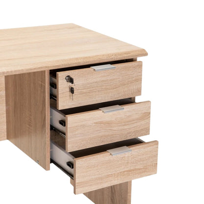 Nola 120cm 3 Drawer Desk Light Oak