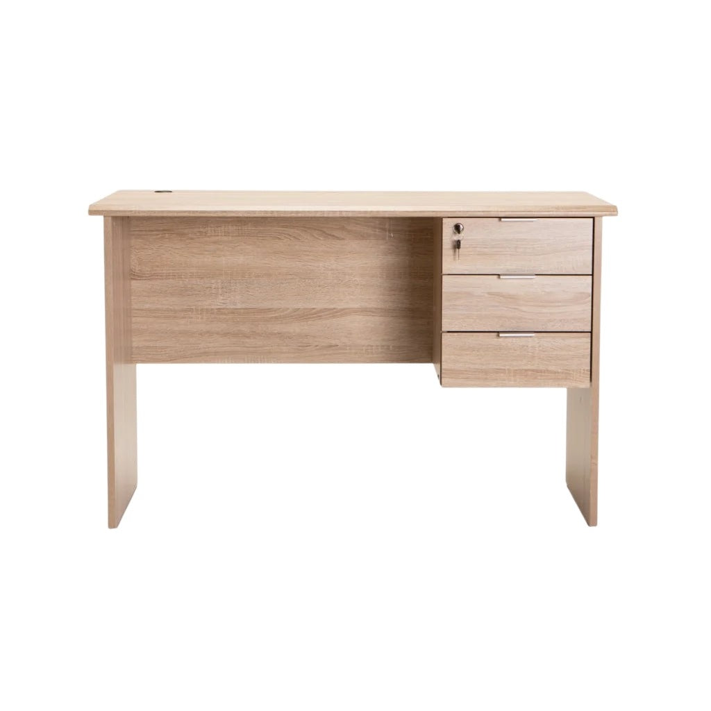 Nola 120cm 3 Drawer Desk Light Oak