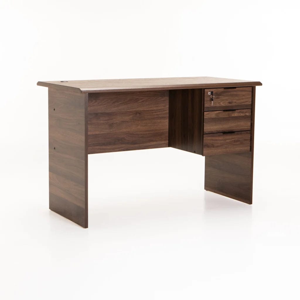 Nola 120cm 3 Drawer Desk Walnut