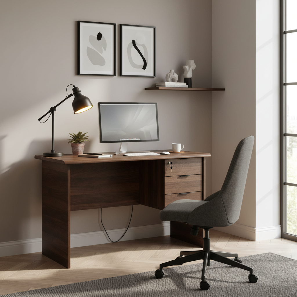Nola 120cm 3 Drawer Desk Walnut