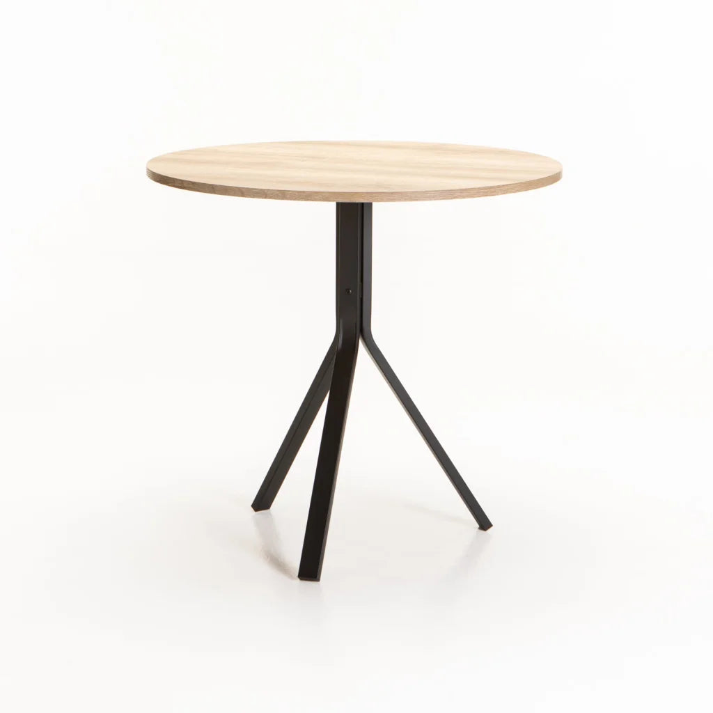 Nordic 80cm Round Dining Table – Oak & Black