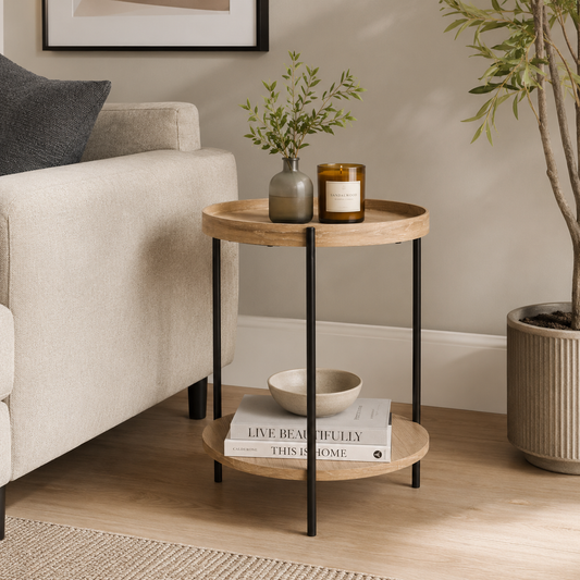 Dally 45cm Round Side Table Oak