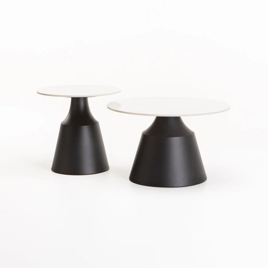 Lizzy 70/50cm Set Of 2 Coffee Table White Stone Top