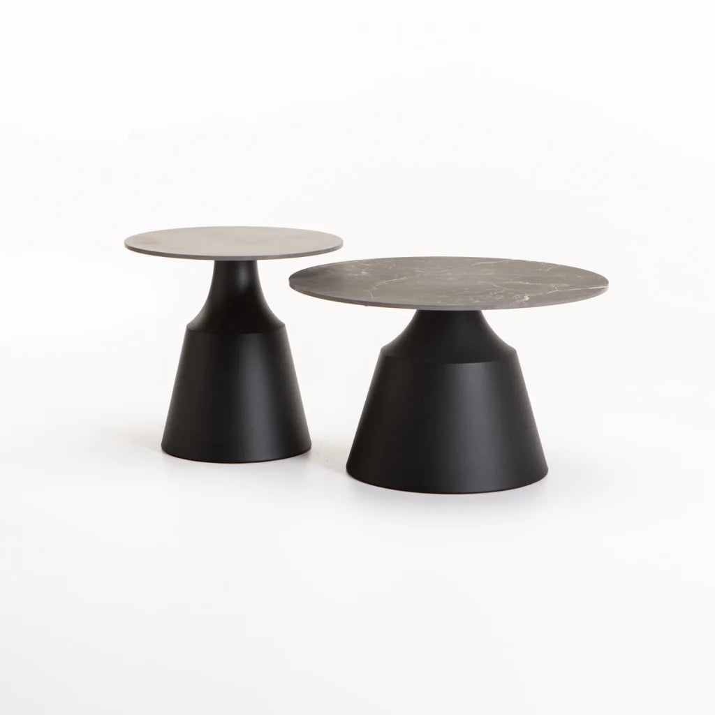 Lizzy 70/50cm Set Of 2 Coffee Table White Stone Top
