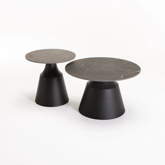 Lizzy 70/50cm Set Of 2 Coffee Table White Stone Top