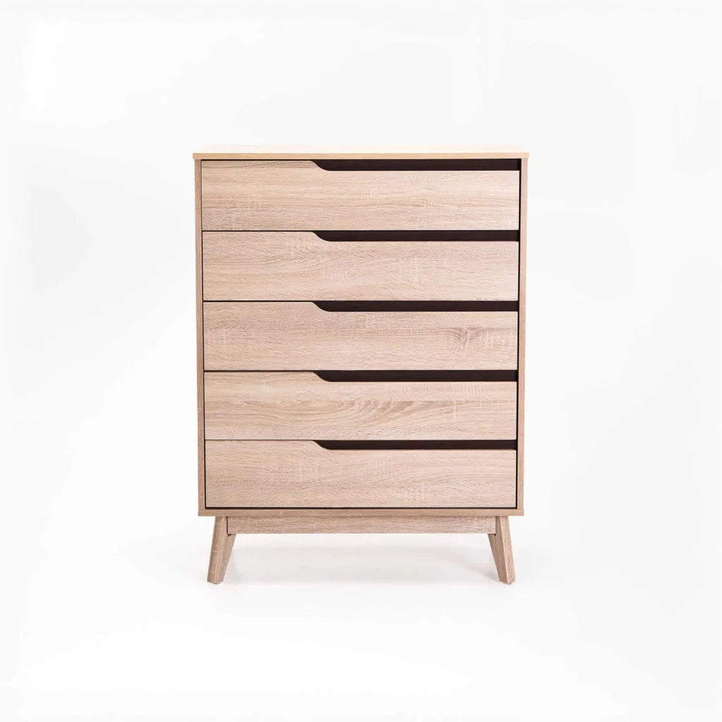 Nordic 5 Drawer Chest – Light Oak