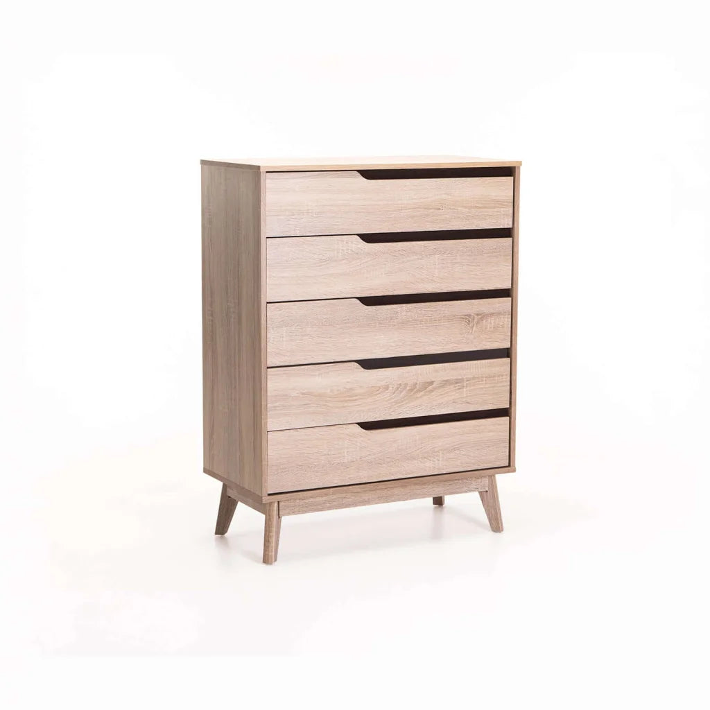 Nordic 5 Drawer Chest – Light Oak