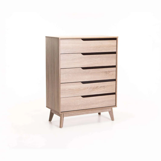 Nordic 5 Drawer Chest – Light Oak